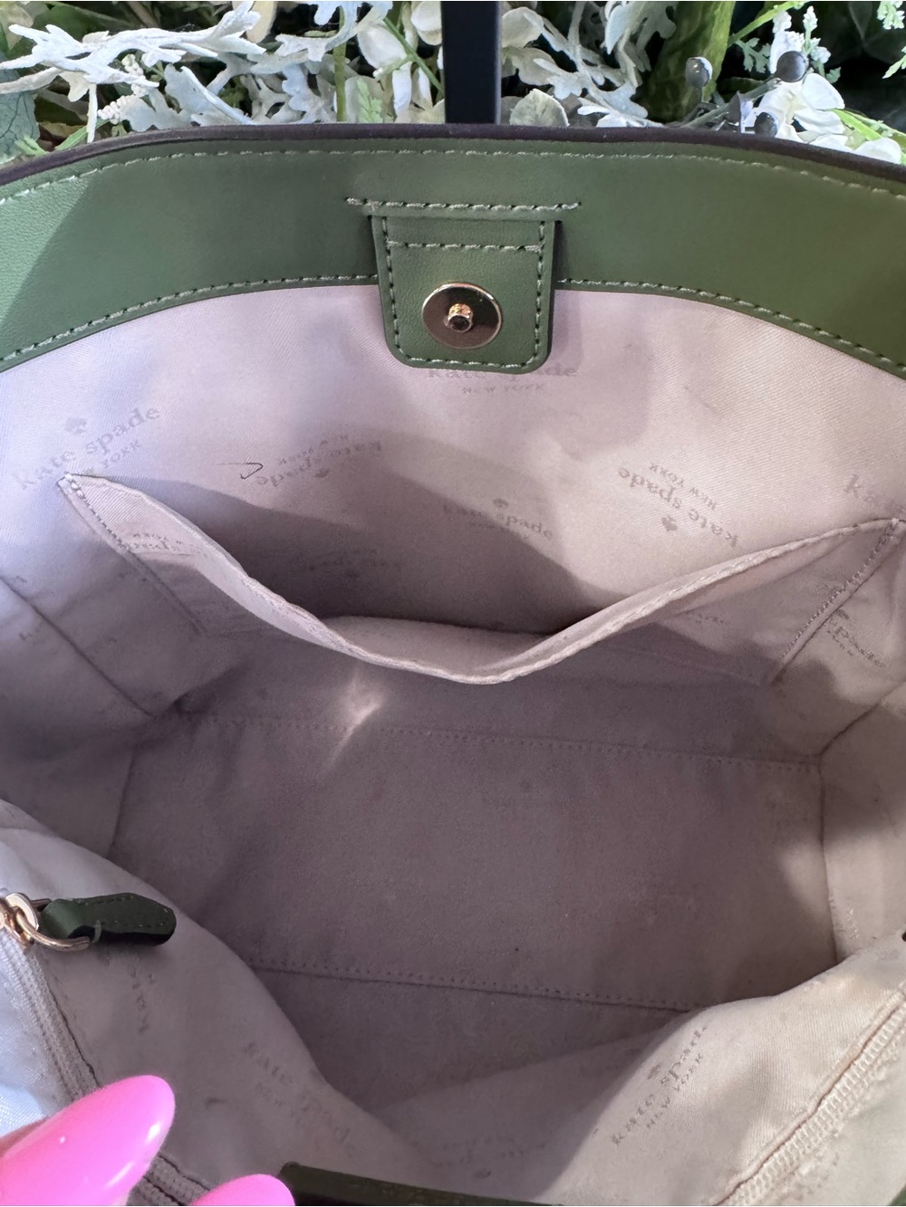 🍃Kate Spade Sage Green Juliette Medium Bucket Bag Pebbled Leather - Picture 10 of 13